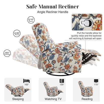 Poltrona a dondolo girevole reclinabile manuale floreale HOMYKA con schienale imbottito