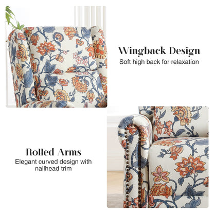 Poltrona a dondolo girevole reclinabile manuale floreale HOMYKA con schienale imbottito