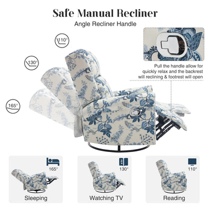 Poltrona a dondolo girevole reclinabile manuale floreale HOMYKA con schienale imbottito