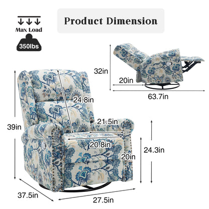 Poltrona a dondolo girevole reclinabile manuale floreale HOMYKA con schienale imbottito