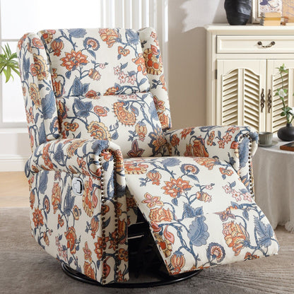 Poltrona a dondolo girevole reclinabile manuale floreale HOMYKA con schienale imbottito