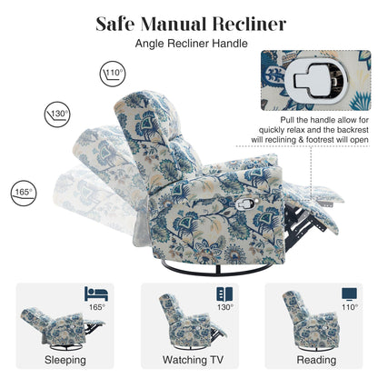 Poltrona a dondolo girevole reclinabile manuale floreale HOMYKA con schienale imbottito