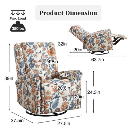 Poltrona a dondolo girevole reclinabile manuale floreale HOMYKA con schienale imbottito