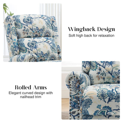 Poltrona a dondolo girevole reclinabile manuale floreale HOMYKA con schienale imbottito