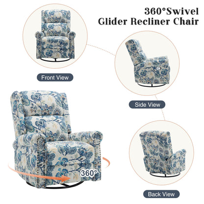 Poltrona a dondolo girevole reclinabile manuale floreale HOMYKA con schienale imbottito