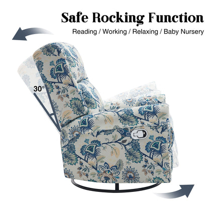 Poltrona a dondolo girevole reclinabile manuale floreale HOMYKA con schienale imbottito
