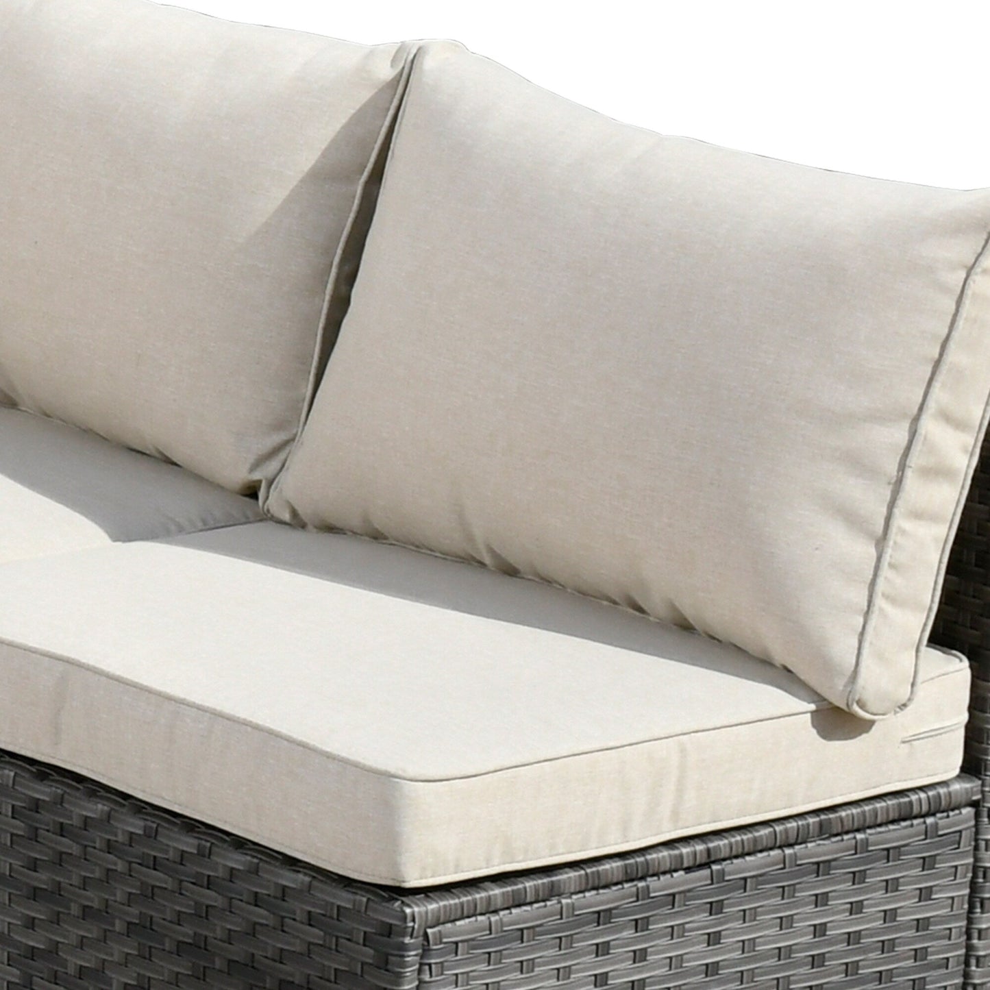 HOOOWOOO Set di 10 divani componibili in vimini per esterni, sedia a dondolo girevole con tavolo con braciere