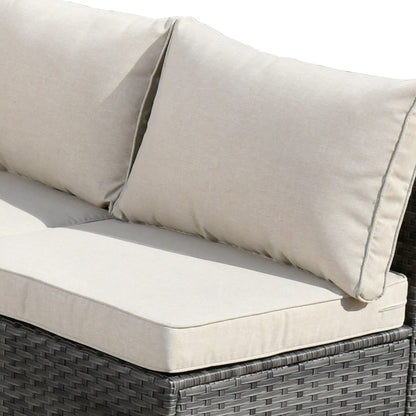 HOOOWOOO Set di 10 divani componibili in vimini per esterni, sedia a dondolo girevole con tavolo con braciere