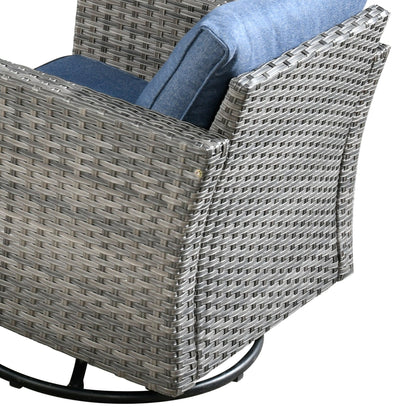 HOOOWOOO Set di 10 divani componibili in vimini per esterni, sedia a dondolo girevole con tavolo con braciere