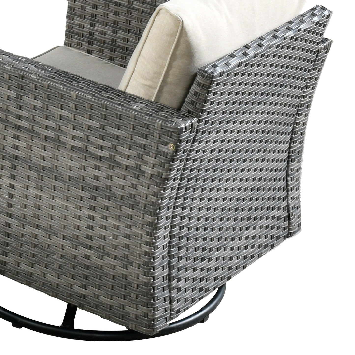 HOOOWOOO Set di 10 divani componibili in vimini per esterni, sedia a dondolo girevole con tavolo con braciere