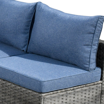 HOOOWOOO Set di 10 divani componibili in vimini per esterni, sedia a dondolo girevole con tavolo con braciere