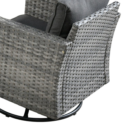 HOOOWOOO Set di 10 divani componibili in vimini per esterni, sedia a dondolo girevole con tavolo con braciere