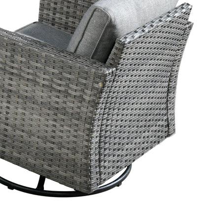 HOOOWOOO Set di 10 divani componibili in vimini per esterni, sedia a dondolo girevole con tavolo con braciere
