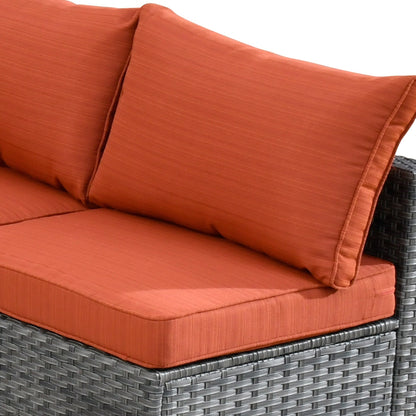 HOOOWOOO Set di 10 divani componibili in vimini per esterni, sedia a dondolo girevole con tavolo con braciere