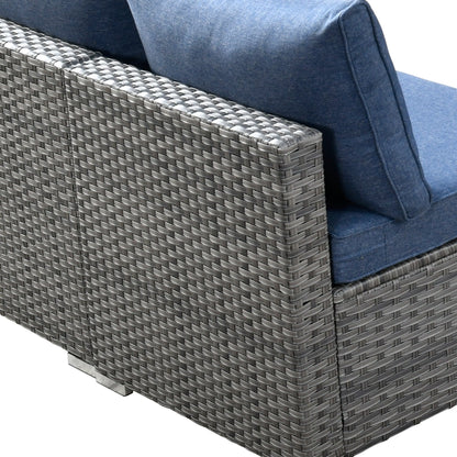 HOOOWOOO Set di 10 divani componibili in vimini per esterni, sedia a dondolo girevole con tavolo con braciere