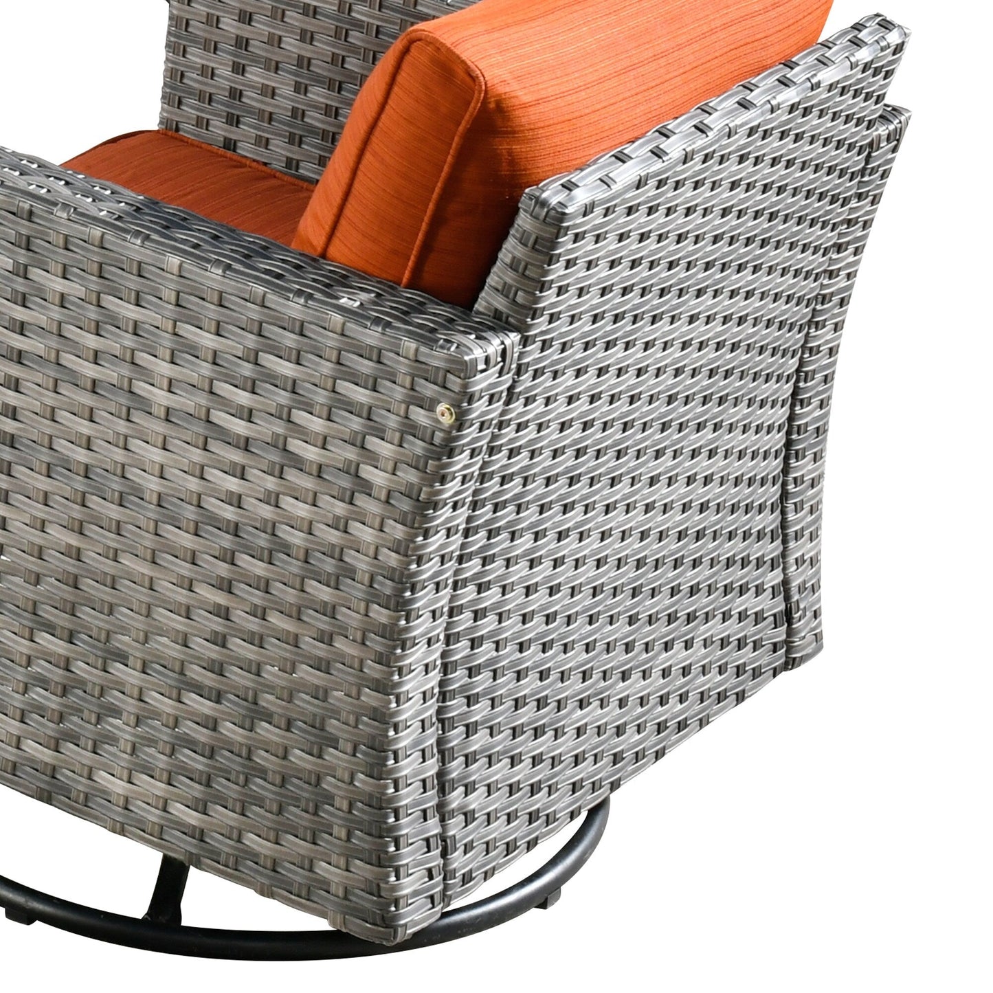 HOOOWOOO Set di 10 divani componibili in vimini per esterni, sedia a dondolo girevole con tavolo con braciere