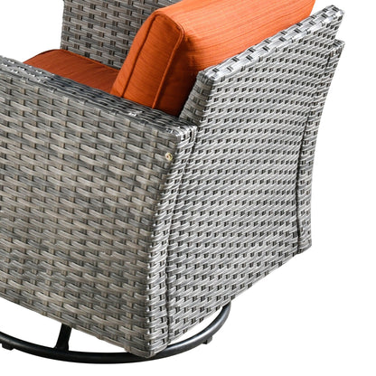 HOOOWOOO Set di 10 divani componibili in vimini per esterni, sedia a dondolo girevole con tavolo con braciere