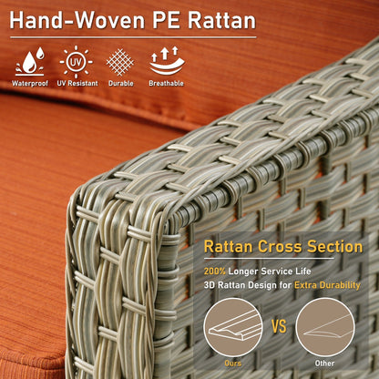 HOOOWOOO Set di 2 sedie da esterno in rattan e vimini con schienale alto