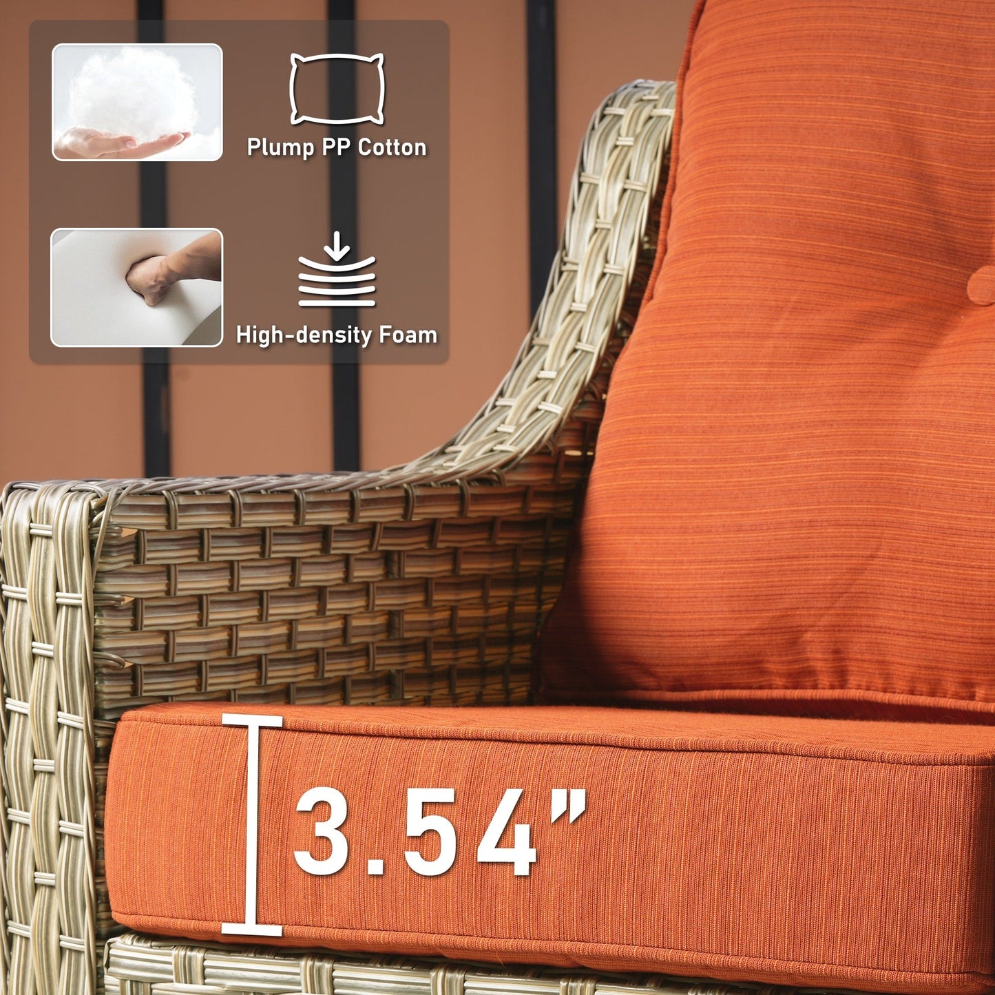 HOOOWOOO Set di 2 sedie da esterno in rattan e vimini con schienale alto