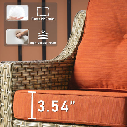 HOOOWOOO Set di 2 sedie da esterno in rattan e vimini con schienale alto