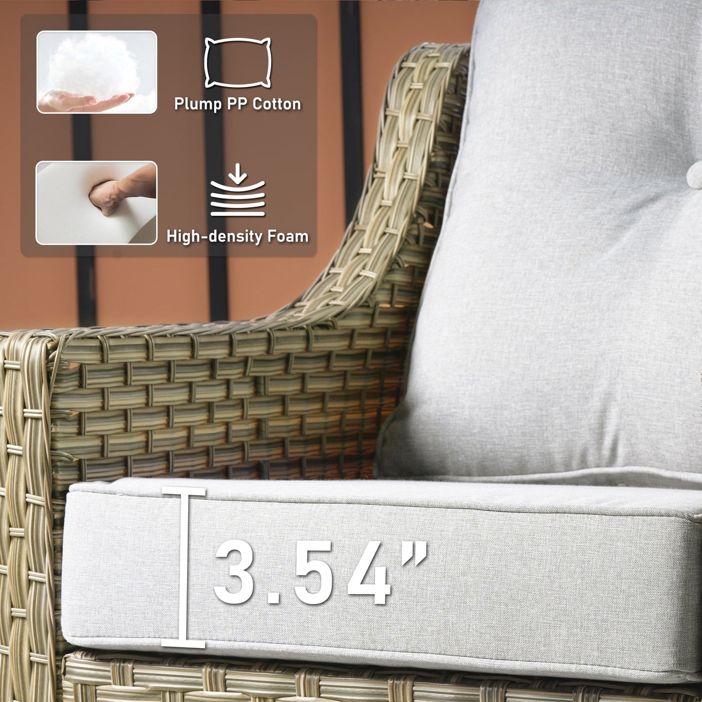 HOOOWOOO Set di 2 sedie da esterno in rattan e vimini con schienale alto