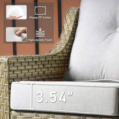 HOOOWOOO Set di 2 sedie da esterno in rattan e vimini con schienale alto