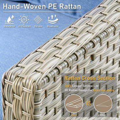 HOOOWOOO Set di 2 sedie da esterno in rattan e vimini con schienale alto