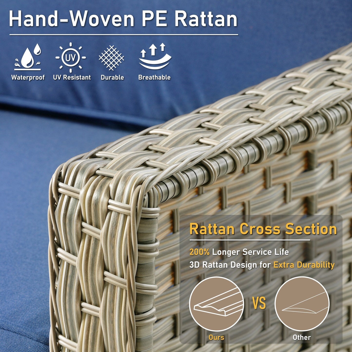 HOOOWOOO Set di 2 sedie da esterno in rattan e vimini con schienale alto