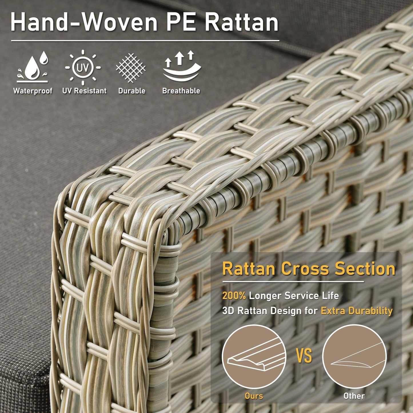 HOOOWOOO Set di 2 sedie da esterno in rattan e vimini con schienale alto