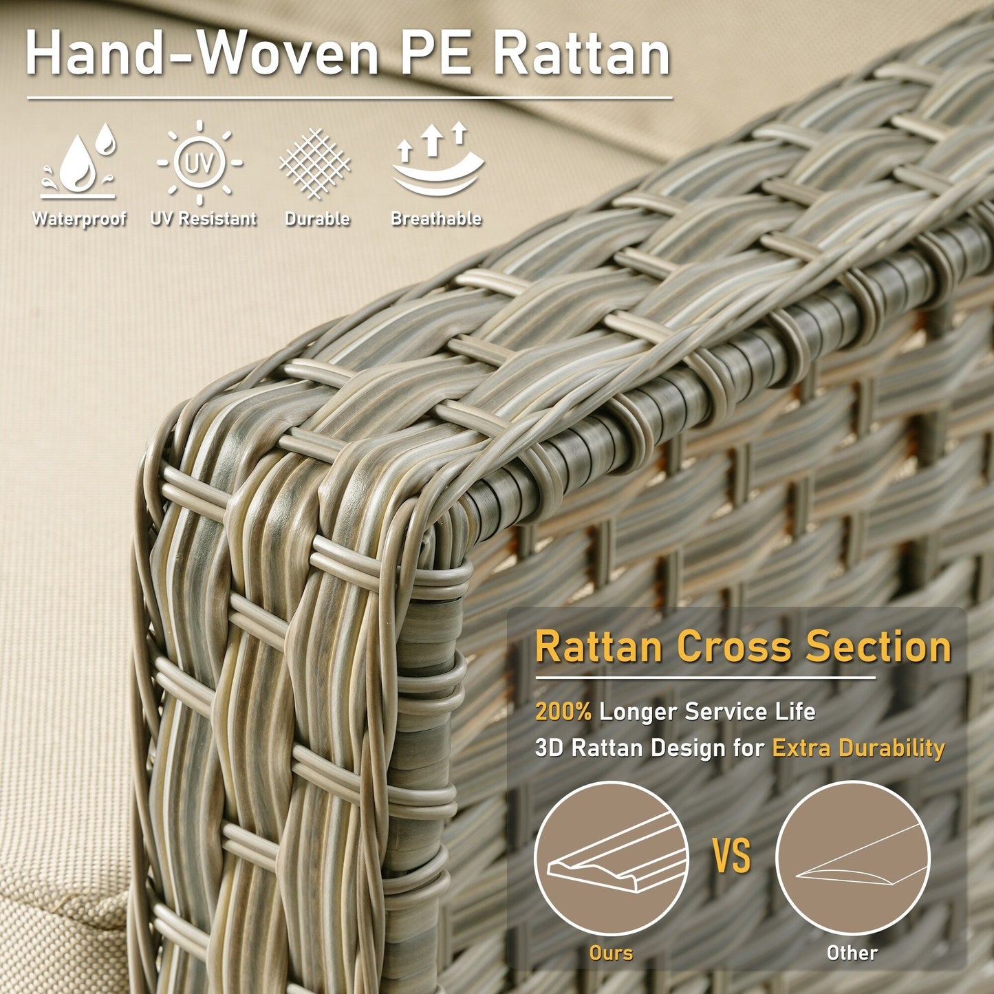 HOOOWOOO Set di 2 sedie da esterno in rattan e vimini con schienale alto