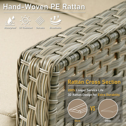 HOOOWOOO Set di 2 sedie da esterno in rattan e vimini con schienale alto