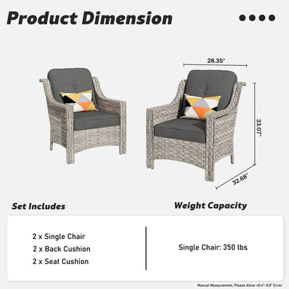 HOOOWOOO Set di 2 sedie da esterno in rattan e vimini con schienale alto