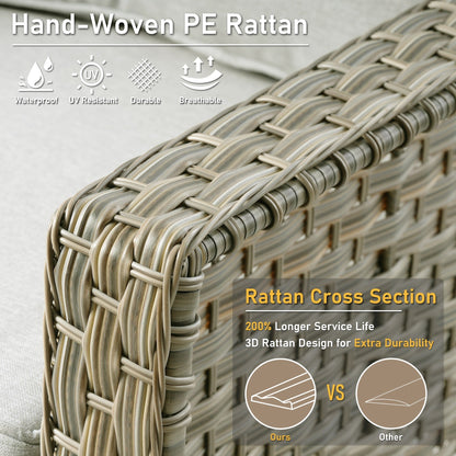 HOOOWOOO Set di 2 sedie da esterno in rattan e vimini con schienale alto