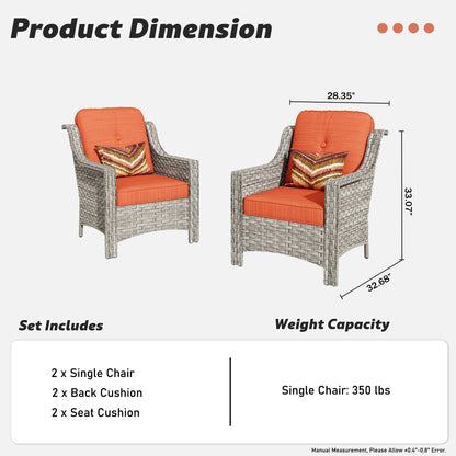 HOOOWOOO Set di 2 sedie da esterno in rattan e vimini con schienale alto