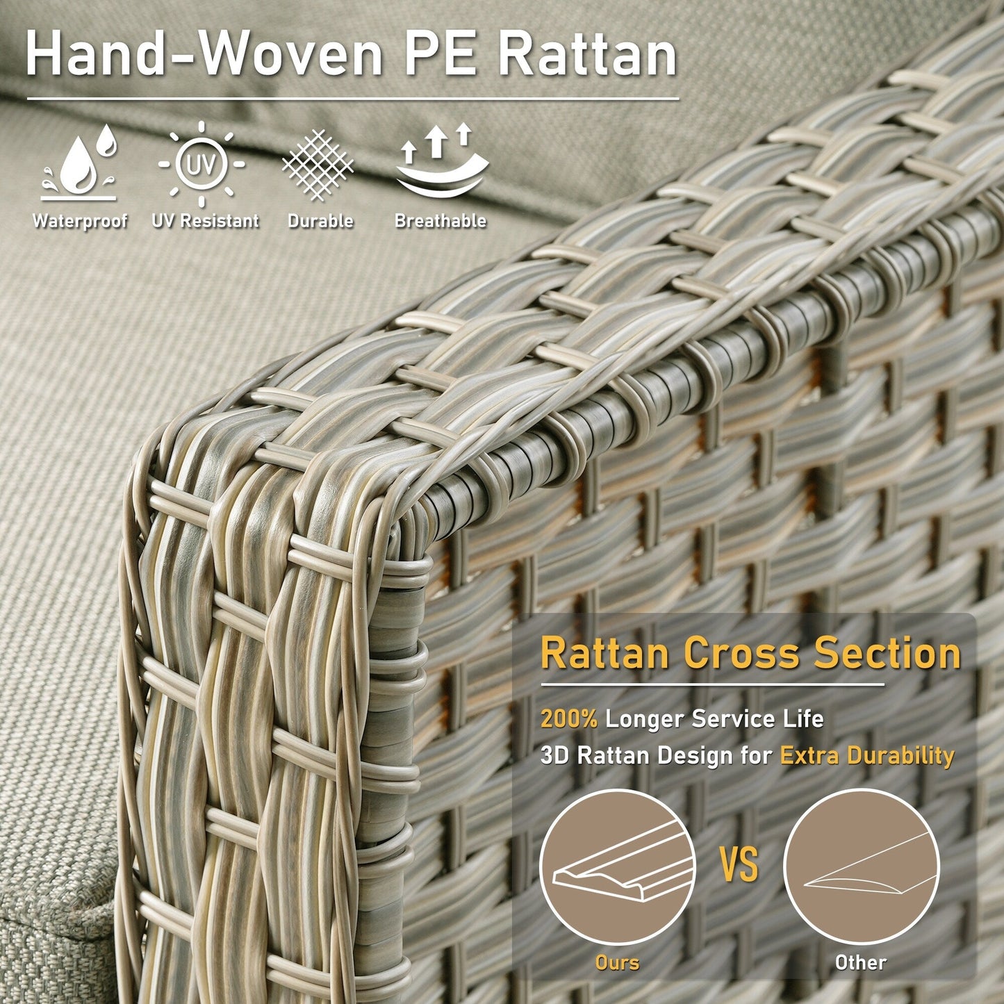 HOOOWOOO Set di 2 sedie da esterno in rattan e vimini con schienale alto