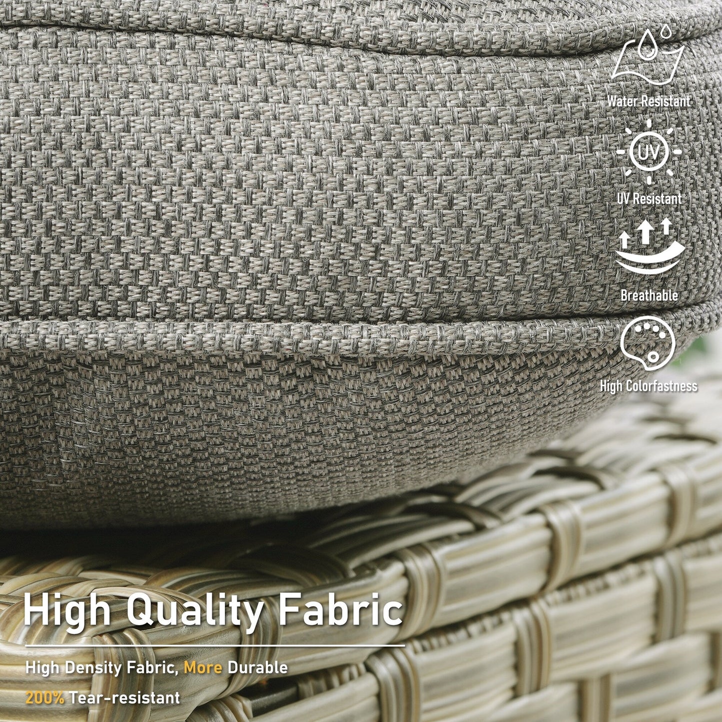 HOOOWOOO Set di 2 sedie da esterno in rattan e vimini con schienale alto