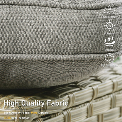 HOOOWOOO Set di 2 sedie da esterno in rattan e vimini con schienale alto