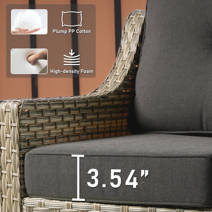 HOOOWOOO Set di 2 sedie da esterno in rattan e vimini con schienale alto