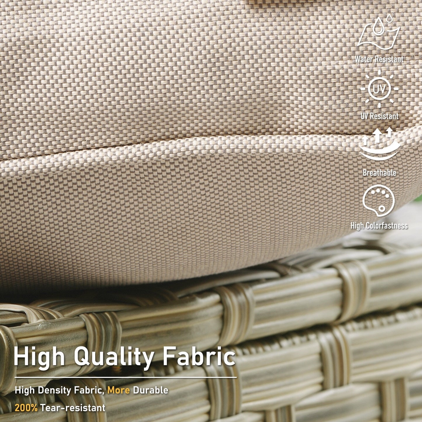 HOOOWOOO Set di 2 sedie da esterno in rattan e vimini con schienale alto