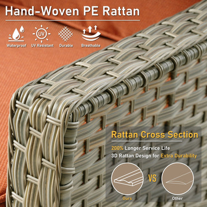 HOOOWOOO Set di 2 sedie da esterno in rattan e vimini con schienale alto