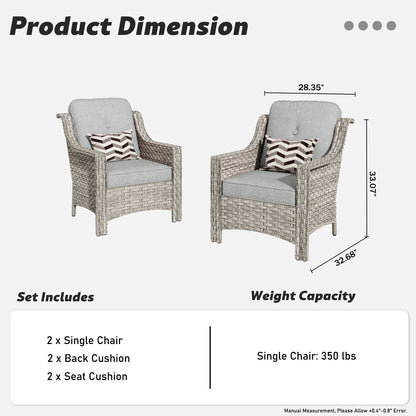 HOOOWOOO Set di 2 sedie da esterno in rattan e vimini con schienale alto