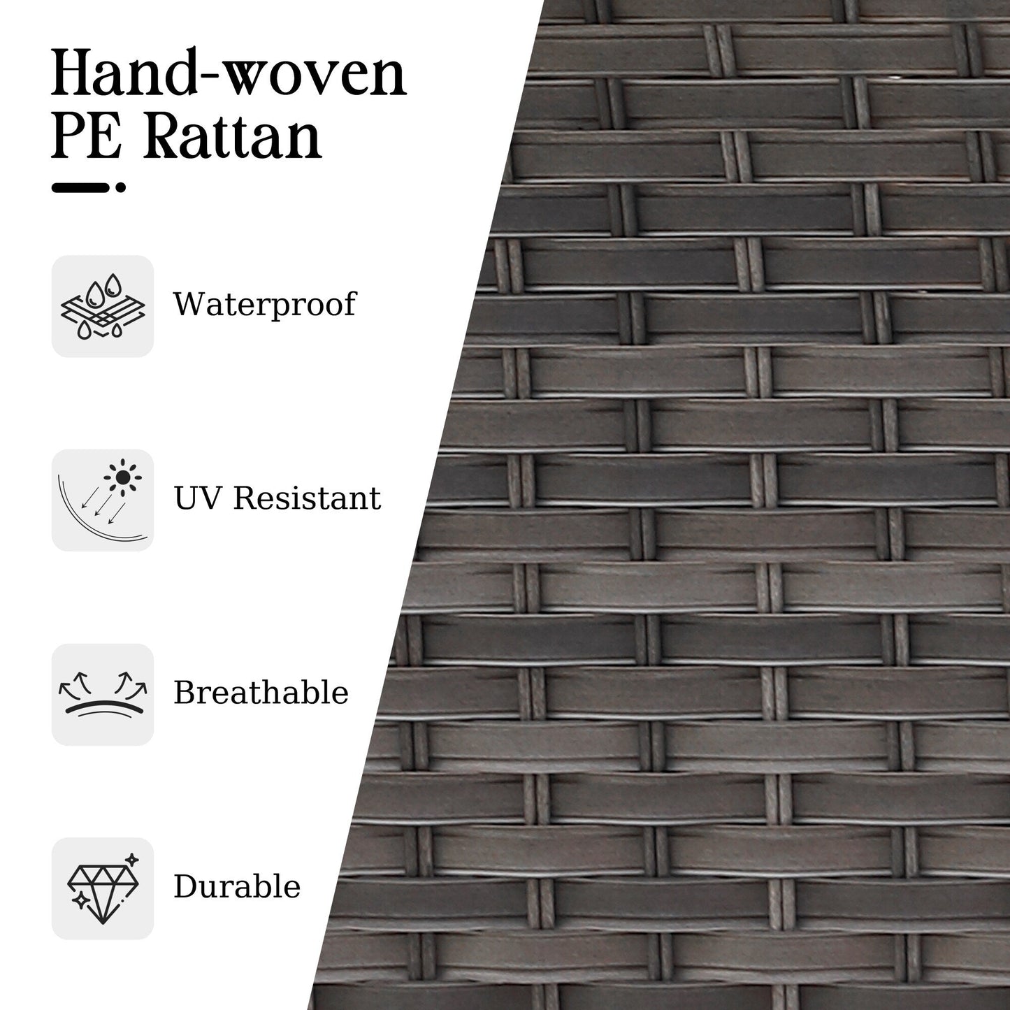 Set di divani da conversazione per esterni in vimini HOOOWOOO da 4 pezzi con tavolino in vetro