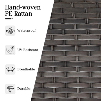 Set di divani da conversazione per esterni in vimini HOOOWOOO da 4 pezzi con tavolino in vetro