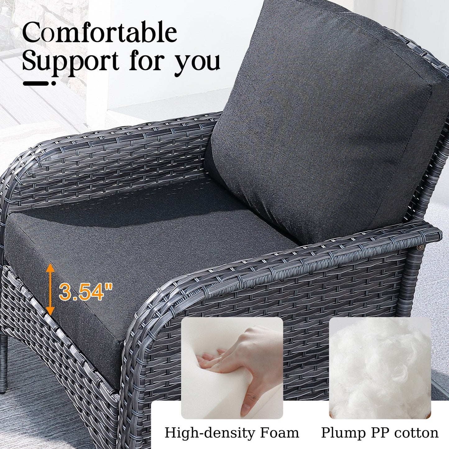 Set di divani da conversazione per esterni in vimini HOOOWOOO da 4 pezzi con tavolino in vetro