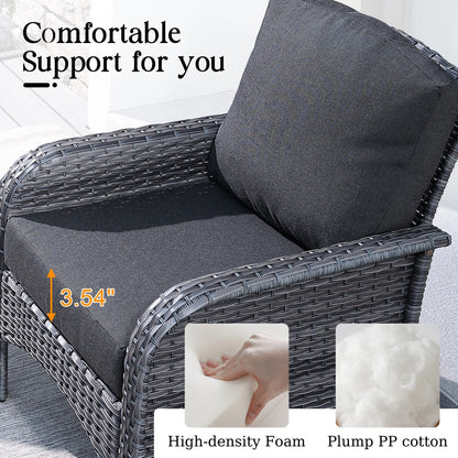 Set di divani da conversazione per esterni in vimini HOOOWOOO da 4 pezzi con tavolino in vetro