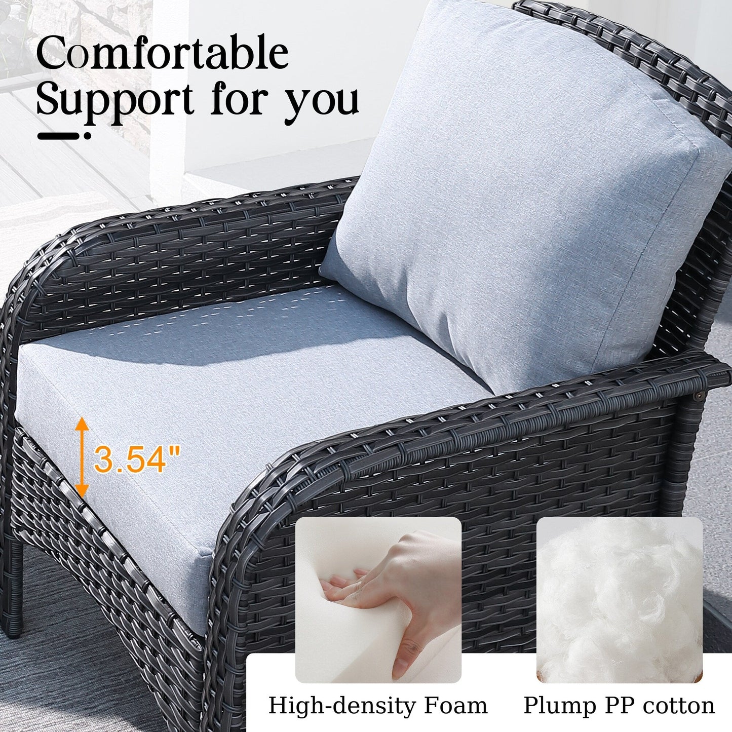 Set di divani da conversazione per esterni in vimini HOOOWOOO da 4 pezzi con tavolino in vetro