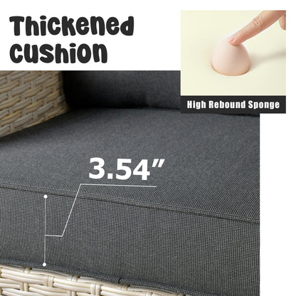 Set da conversazione imbottito per patio esterno in vimini da 5 pezzi HOOOWOOO