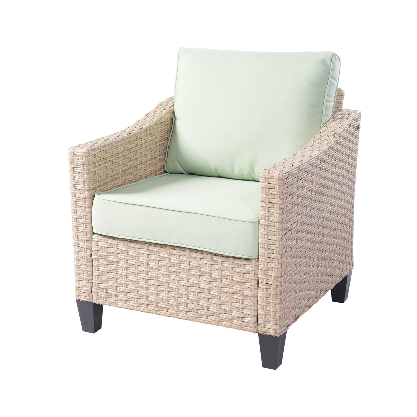 Set da conversazione imbottito per patio esterno in vimini da 5 pezzi HOOOWOOO