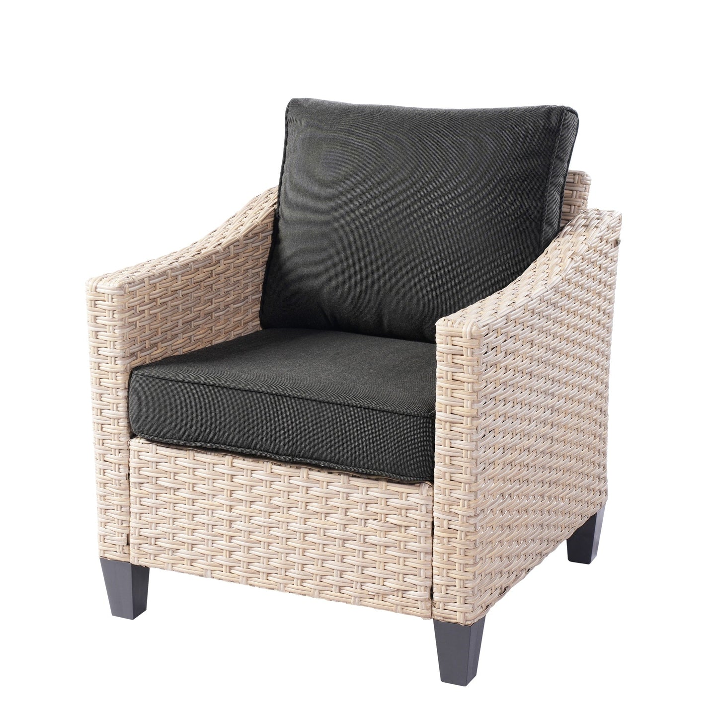 Set da conversazione imbottito per patio esterno in vimini da 5 pezzi HOOOWOOO