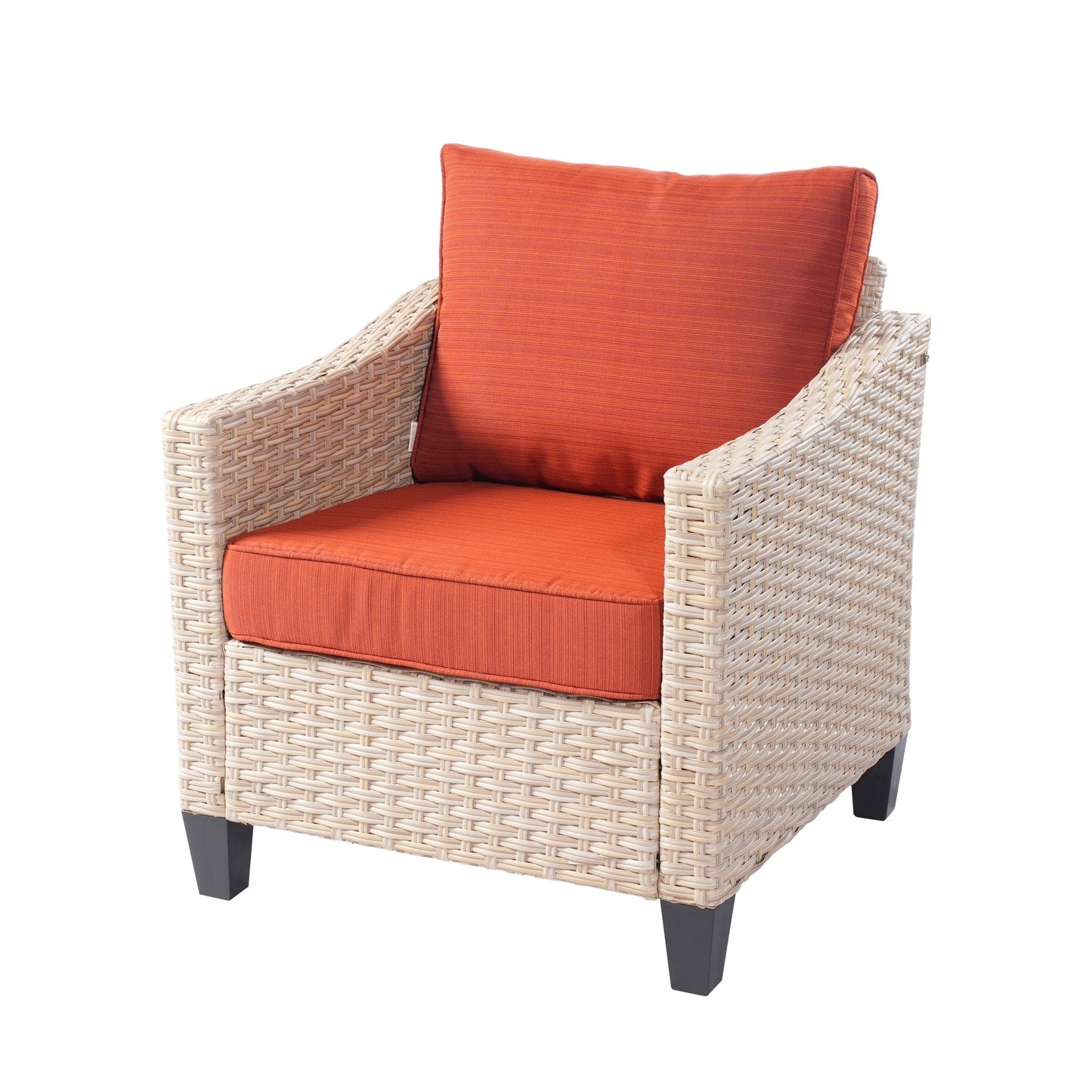 Set da conversazione imbottito per patio esterno in vimini da 5 pezzi HOOOWOOO